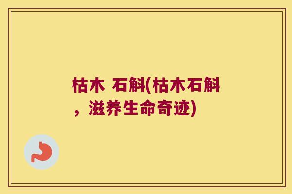 枯木 石斛(枯木石斛，滋养生命奇迹)
