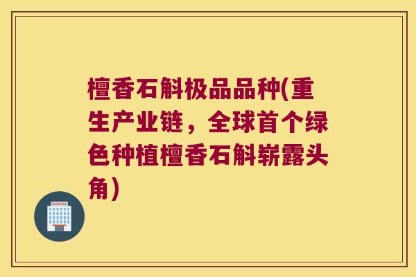 檀香石斛极品品种(重生产业链，全球首个绿色种植檀香石斛崭露头角)