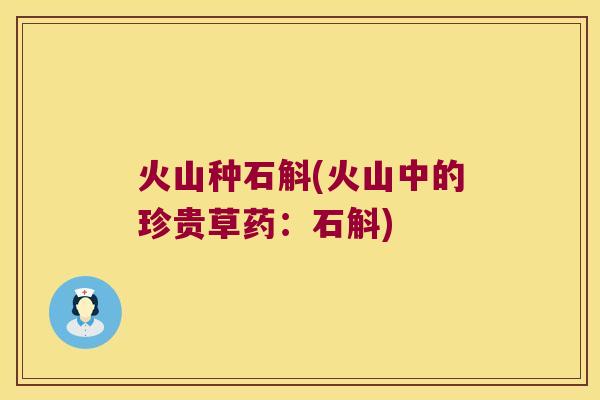火山种石斛(火山中的珍贵草药：石斛)