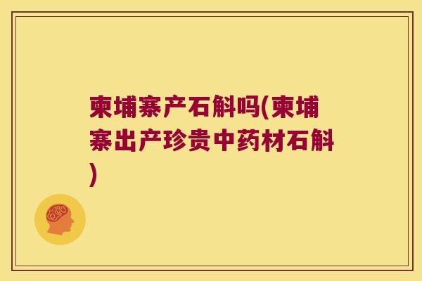 柬埔寨产石斛吗(柬埔寨出产珍贵中药材石斛)