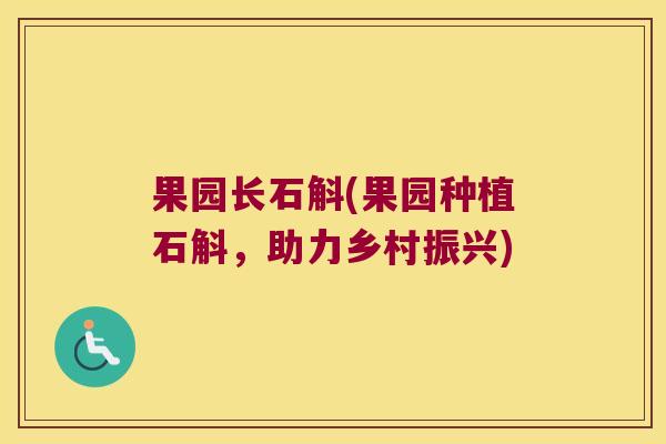 果园长石斛(果园种植石斛，助力乡村振兴)