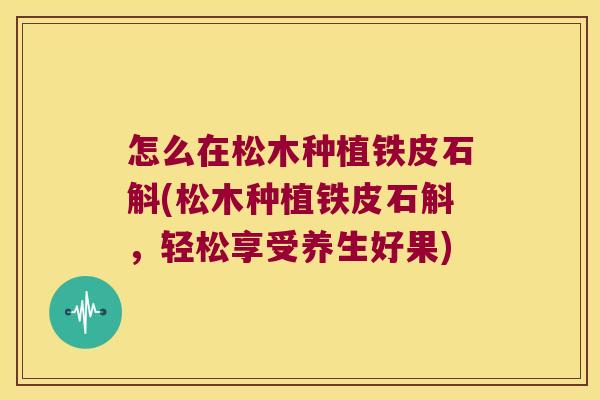 怎么在松木种植铁皮石斛(松木种植铁皮石斛，轻松享受养生好果)