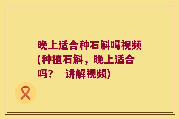 晚上适合种石斛吗视频(种植石斛，晚上适合吗？  讲解视频)