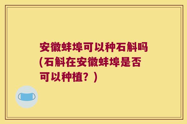 安徽蚌埠可以种石斛吗(石斛在安徽蚌埠是否可以种植？)