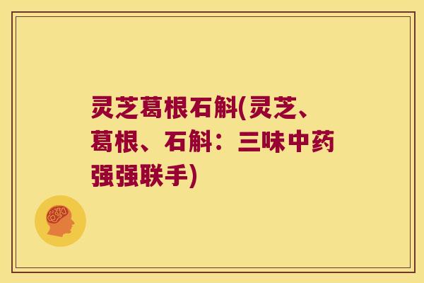 灵芝葛根石斛(灵芝、葛根、石斛：三味中药强强联手)
