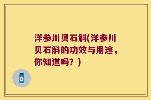 洋参川贝石斛(洋参川贝石斛的功效与用途,你知道吗?) 洋参川贝石斛(洋参川贝石斛的功效与用途,你知道吗?)