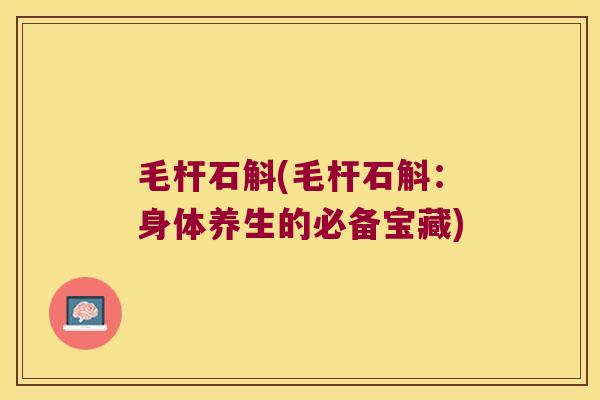毛杆石斛(毛杆石斛：身体养生的必备宝藏)