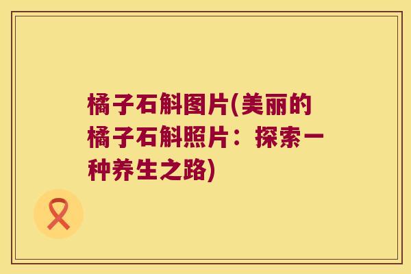 橘子石斛图片(美丽的橘子石斛照片：探索一种养生之路)