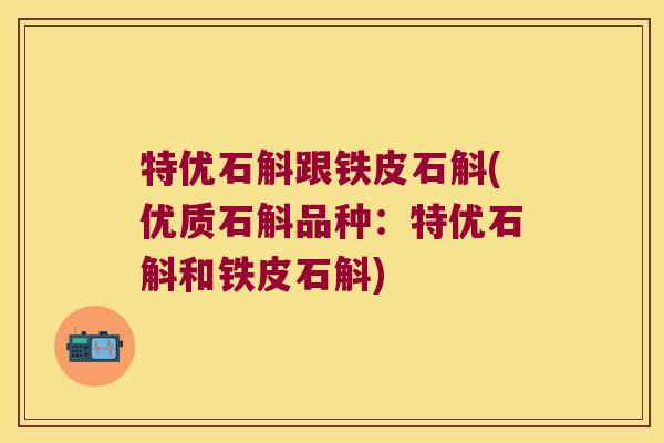 特优石斛跟铁皮石斛(优质石斛品种：特优石斛和铁皮石斛)