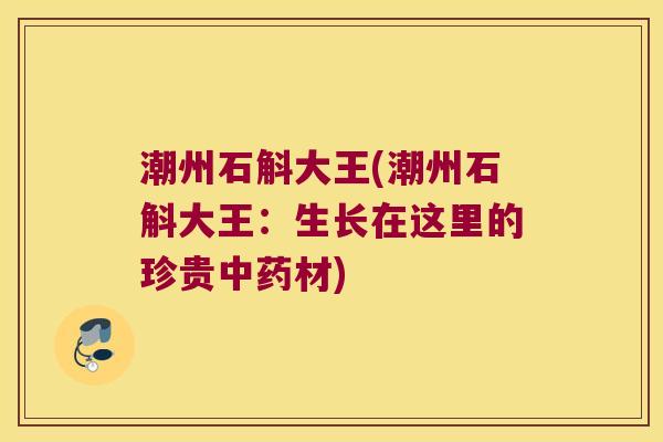 潮州石斛大王(潮州石斛大王：生长在这里的珍贵材)
