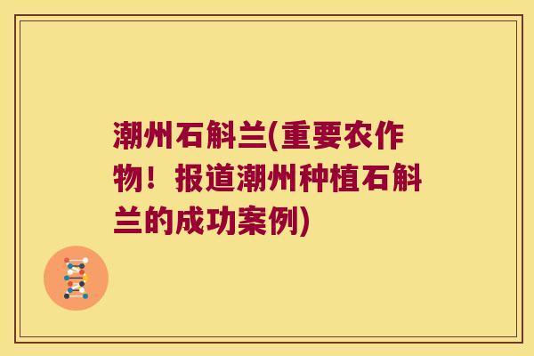 潮州石斛兰(重要农作物！报道潮州种植石斛兰的成功案例)
