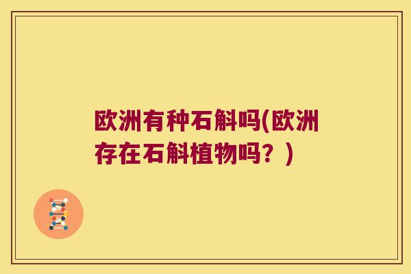 欧洲有种石斛吗(欧洲存在石斛植物吗？)