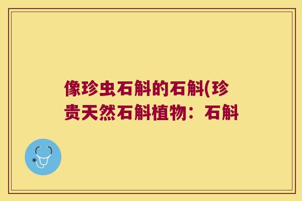 像珍虫石斛的石斛(珍贵天然石斛植物：石斛