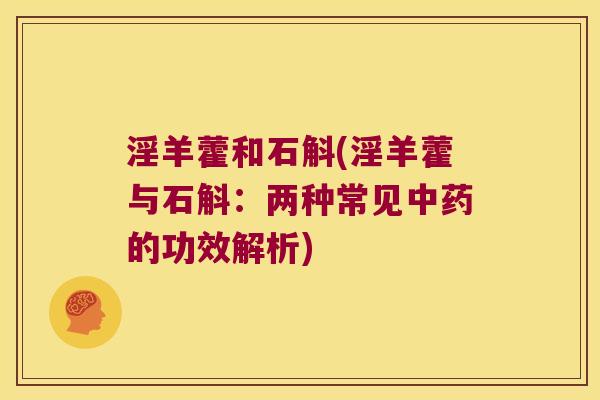 淫羊藿和石斛(淫羊藿与石斛：两种常见的功效解析)