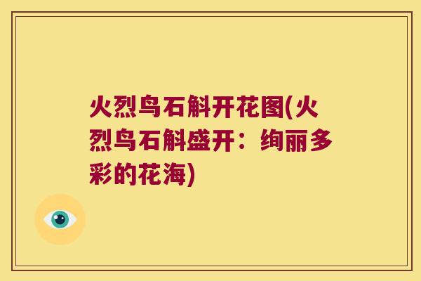 火烈鸟石斛开花图(火烈鸟石斛盛开：绚丽多彩的花海)