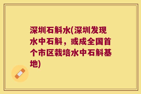 深圳石斛水(深圳发现水中石斛，或成全国首个市区栽培水中石斛基地)