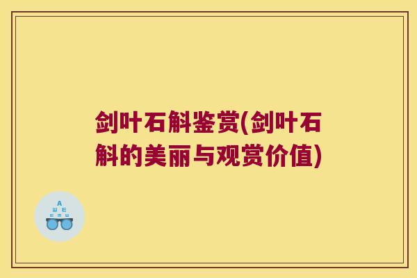 剑叶石斛鉴赏(剑叶石斛的美丽与观赏价值)