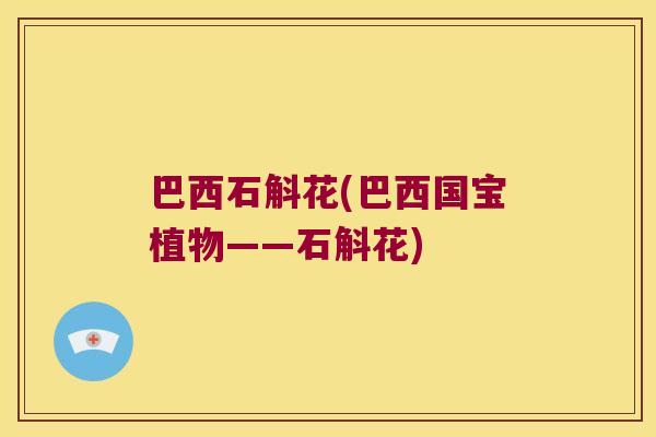 巴西石斛花(巴西国宝植物——石斛花)