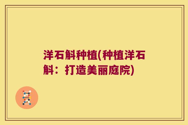 洋石斛种植(种植洋石斛：打造美丽庭院)