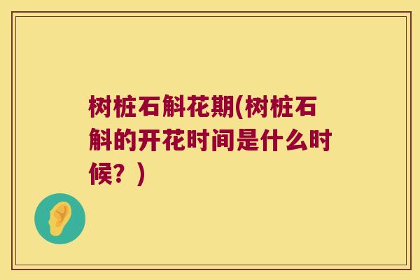 树桩石斛花期(树桩石斛的开花时间是什么时候？)