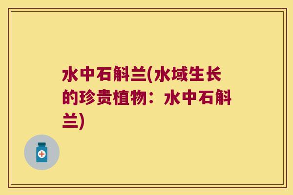 水中石斛兰(水域生长的珍贵植物:水中石斛兰) 水中石斛兰(水域生长的珍贵植物:水中石斛兰)