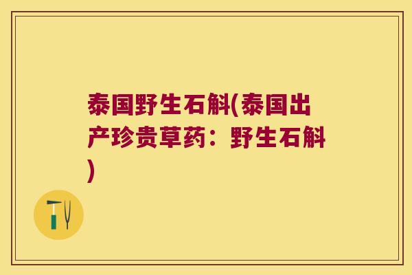 泰国野生石斛(泰国出产珍贵草药：野生石斛)