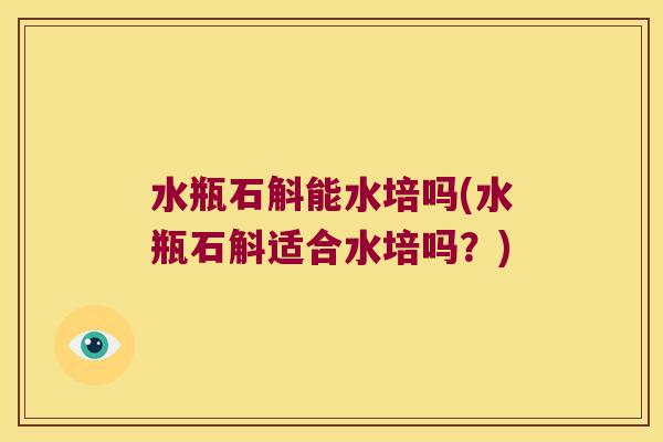 水瓶石斛能水培吗(水瓶石斛适合水培吗？)