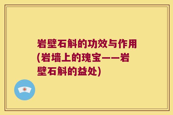 岩壁石斛的功效与作用(岩墙上的瑰宝——岩壁石斛的益处) 岩壁石斛的功效与作用(岩墙上的瑰宝——岩壁石斛的益处)