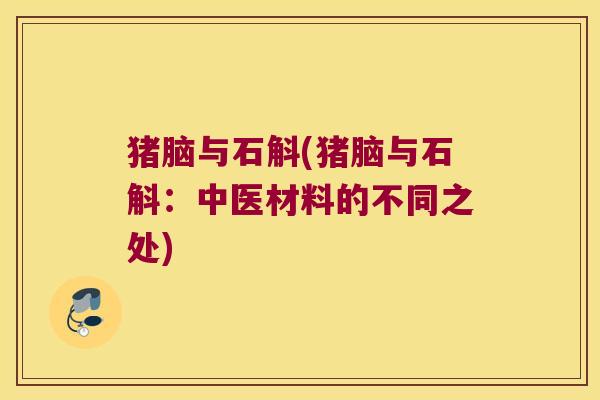 猪脑与石斛(猪脑与石斛：中医材料的不同之处)