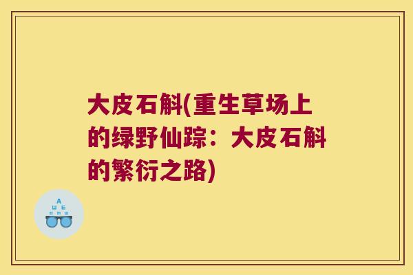 大皮石斛(重生草场上的绿野仙踪：大皮石斛的繁衍之路)