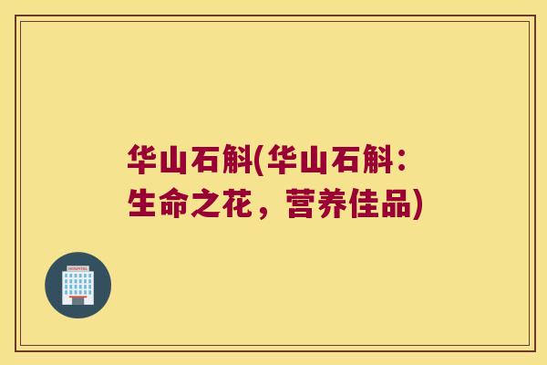 华山石斛(华山石斛：生命之花，营养佳品)