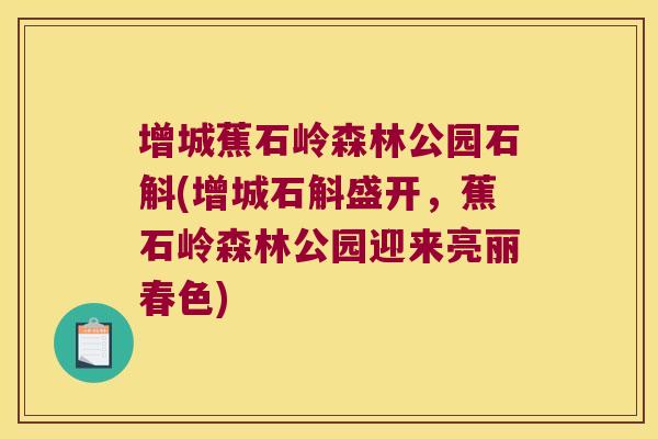 增城蕉石岭森林公园石斛(增城石斛盛开，蕉石岭森林公园迎来亮丽春色)