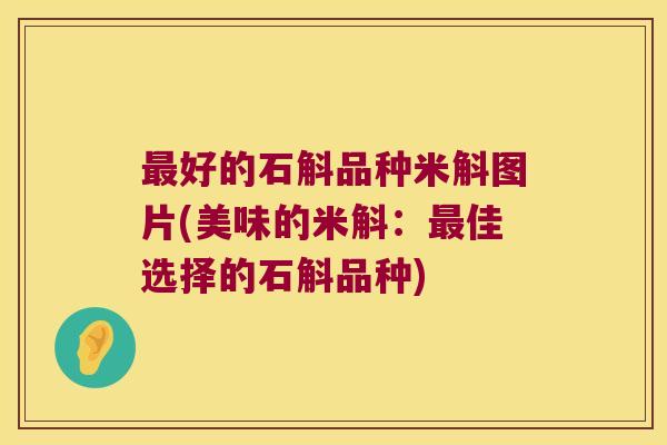 最好的石斛品种米斛图片(美味的米斛：最佳选择的石斛品种)