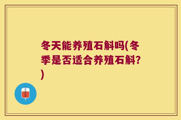 冬天能养殖石斛吗(冬季是否适合养殖石斛？)