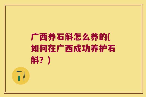 广西养石斛怎么养的(如何在广西成功养护石斛？)