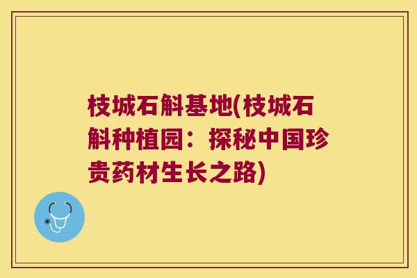 枝城石斛基地(枝城石斛种植园：探秘中国珍贵药材生长之路)