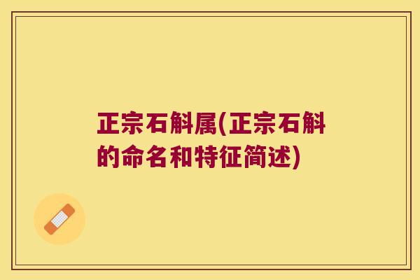 正宗石斛属(正宗石斛的命名和特征简述)
