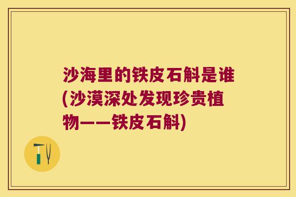 沙海里的铁皮石斛是谁(沙漠深处发现珍贵植物——铁皮石斛)