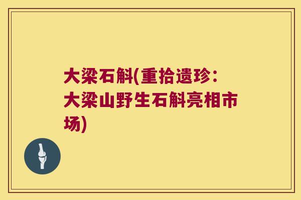 大梁石斛(重拾遗珍：大梁山野生石斛亮相市场)