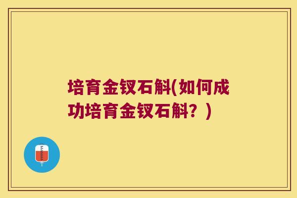 培育金钗石斛(如何成功培育金钗石斛？)