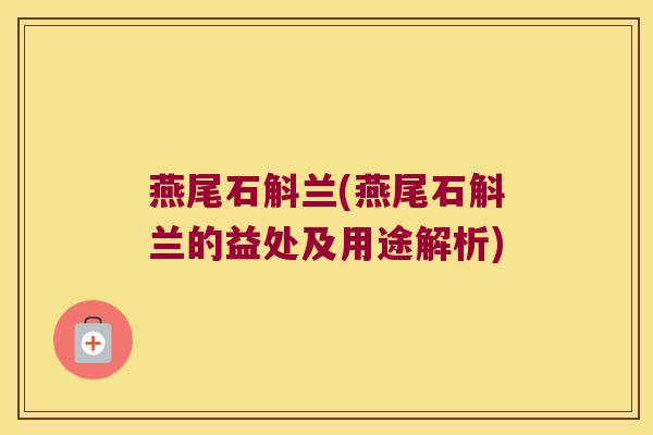 燕尾石斛兰(燕尾石斛兰的益处及用途解析)