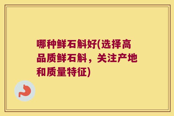 哪种鲜石斛好(选择高品质鲜石斛，关注产地和质量特征)