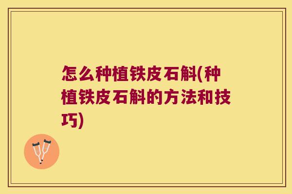 怎么种植铁皮石斛(种植铁皮石斛的方法和技巧)