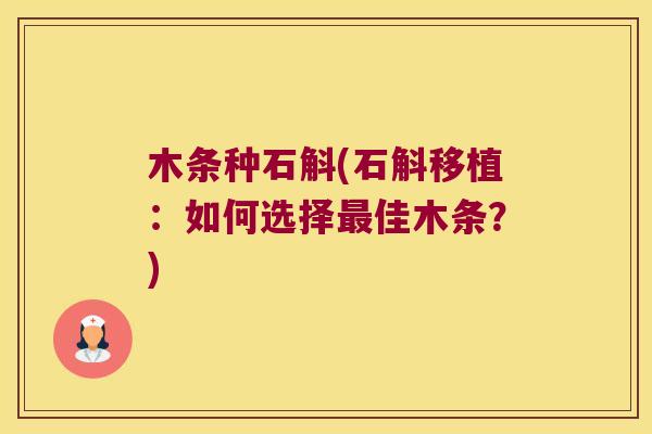 木条种石斛(石斛移植：如何选择最佳木条？)