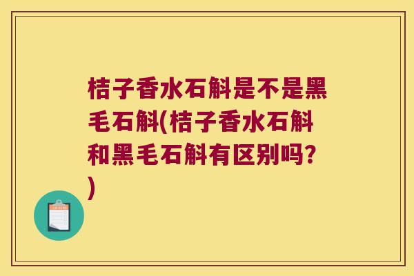 桔子香水石斛是不是黑毛石斛(桔子香水石斛和黑毛石斛有区别吗？)