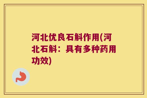 河北优良石斛作用(河北石斛：具有多种药用功效)