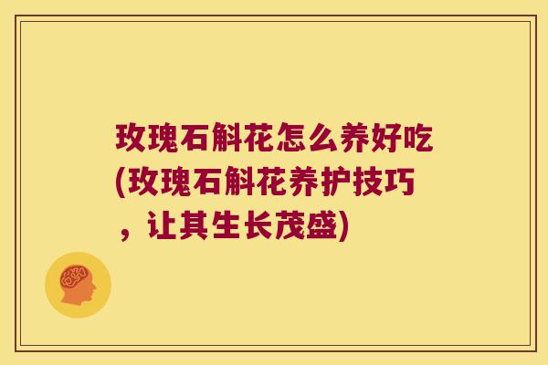 玫瑰石斛花怎么养好吃(玫瑰石斛花养护技巧，让其生长茂盛)