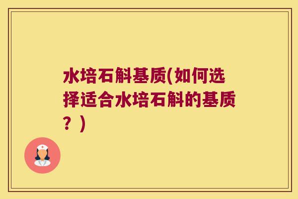 水培石斛基质(如何选择适合水培石斛的基质？)