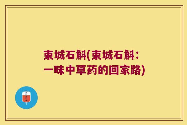 束城石斛(束城石斛：一味中草药的回家路)