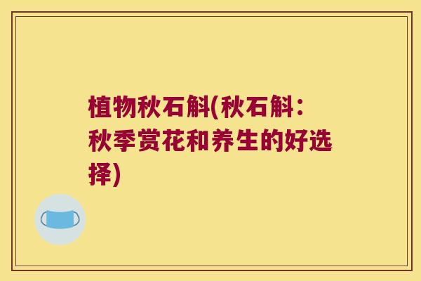 植物秋石斛(秋石斛：秋季赏花和养生的好选择)